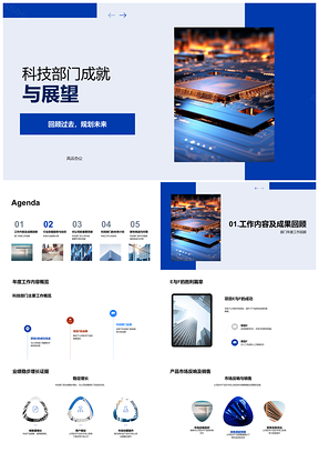 2025科技部门项目E项目F业绩增长领跑未来式数字电路板PPT模板