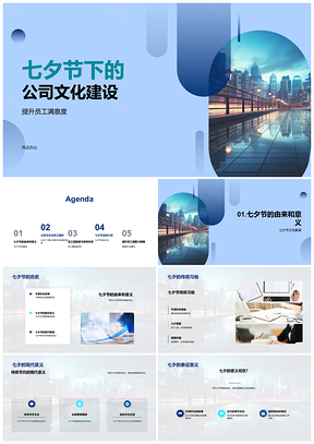七夕鹊桥助力公司文化建设提升员工满意度PPT模板