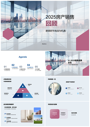 202520XX房产销售策略业绩挑战优劣摩天大楼回顾PPT模板