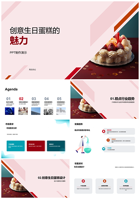 创意生日蛋糕市场需求多样趋势糕点师酒店经理PPT模板