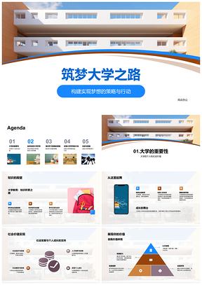 筑梦大学殿堂设定目标坚持前行PPT模板