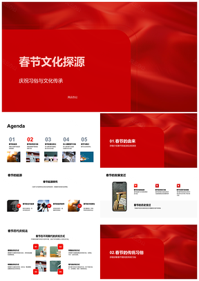 春节传统习俗起源发展与文化传承PPT模板