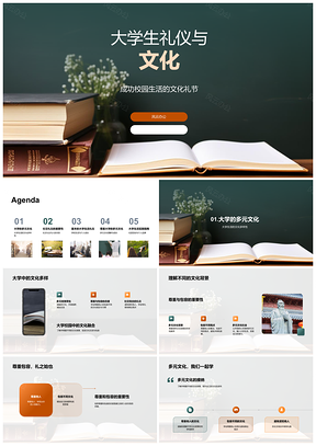 2025大学生礼仪文化尊重师长同学毕业帽PPT模板