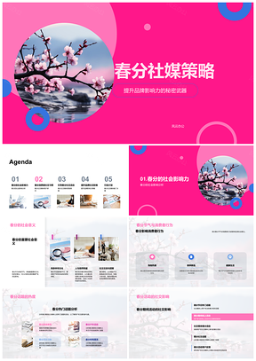 春分樱花社媒活动提升品牌影响力PPT模板