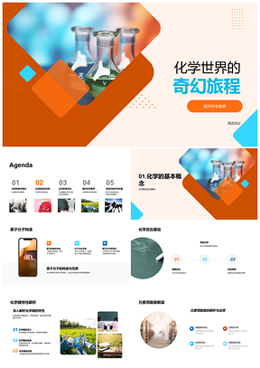 化学世界探原子反应键周期医疗能源PPT模板