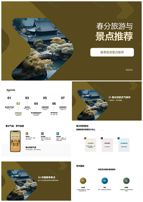 春分春季旅游景点推荐苏州园林黄山阳光明媚气温适宜PPT模板