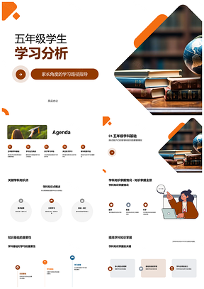 五年级数学英语学习压力挑战方法习惯家长评估PPT模板