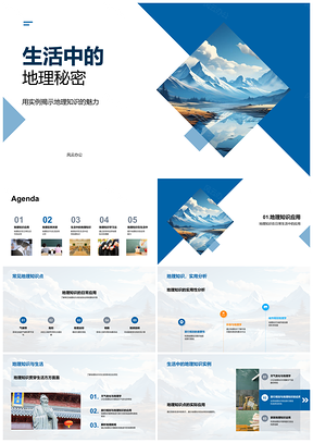 生活旅行地理实例与气候地形应用PPT模板