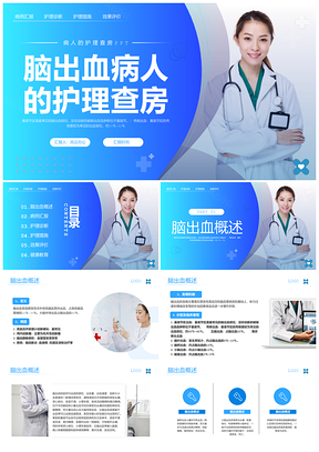 脑出血护理查房动态PPT模板脑干重症术后高血压病例