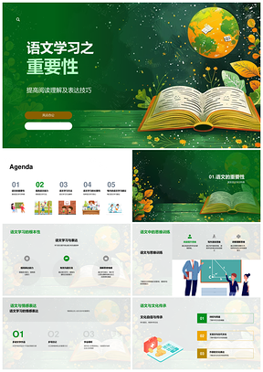 语文学习阅读表达作文词汇思考能力培养PPT模板