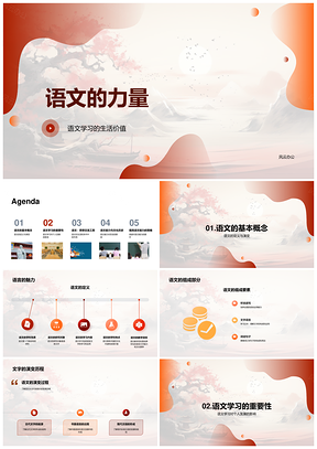 语文力量演变学习价值成长未来应用PPT模板