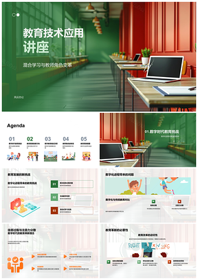 教育技术革新混合学习与教师角色变革PPT模板
