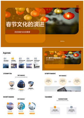 春节文化历史演变习俗变迁与经济家庭展望PPT模板