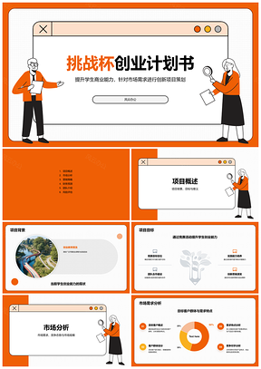 挑战杯创业计划书市场策略财务预测创新团队PPT模板