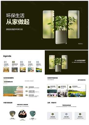 家庭环保实践守护生物多样性教育PPT模板
