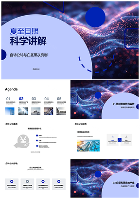 夏至昼夜时长变化自转公转与太阳直射PPT模板