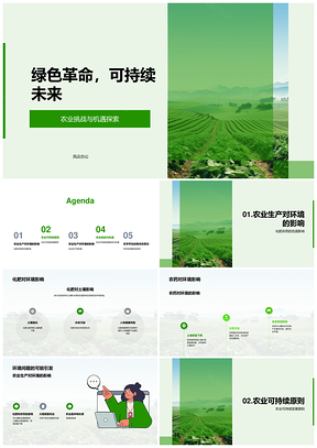 可持续农业挑战机遇化肥农药土壤水质畜牧业空气治理PPT模板