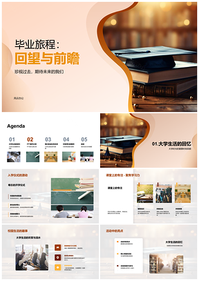大学生活毕业相册学生会主席课堂活动设计团队毕业帽PPT模板