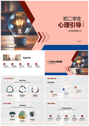 初二心理疏导解学业同伴焦虑共筑健康心态PPT模板