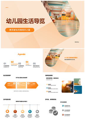 家园共育教育目标游戏学习户外活动幼儿园导览PPT模板
