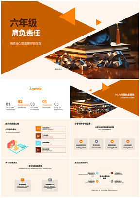 责任筑基六年级学习规划助力升学成长PPT模板