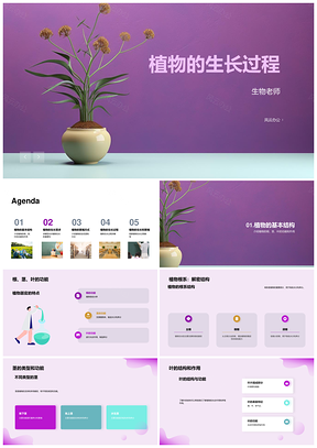 生物老师讲解植物生长根茎叶功能PPT模板