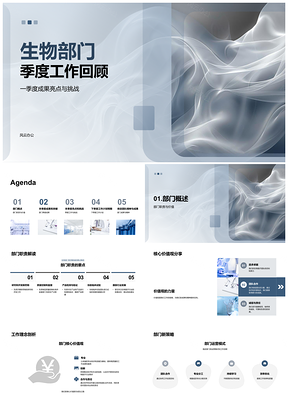 生物医疗季度成果挑战质控计划理念回顾PPT模板