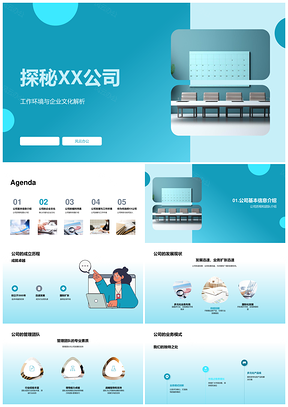 探秘XX公司文化使命愿景福利发展历程标志PPT模板