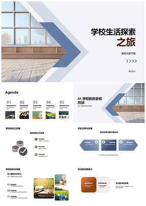 学校生活探索校训使命设施规章学习社团新生课外建筑PPT模板