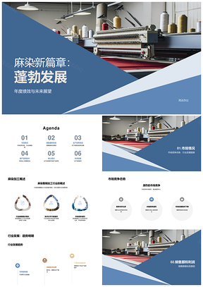 麻染整精加工年终总结行业趋势销售利润纺织机械PPT模板
