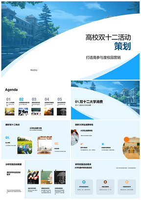 高校双十二线上线下校园营销活动策划PPT模板