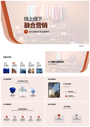 服装品牌线上线下融合营销提升知名度销售额PPT模板