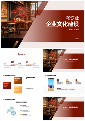 餐饮企业年会庆典文化建设竞争力员工凝聚力PPT模板