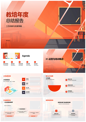 2025教培年度总结发展策略业绩趋势师资项目挑战反思PPT模板
