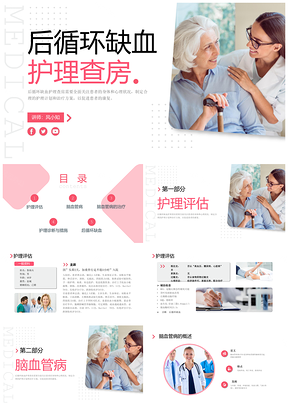 后循环缺血护理查房医疗培训实拍中风治疗诊断PPT模板