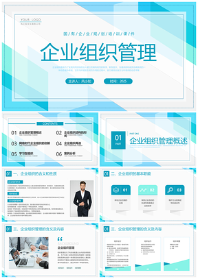 2025蓝色几何商务企业组织管理培训课件