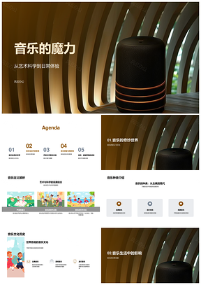 2025音乐构育疗情文类赏几何筑PPT模板
