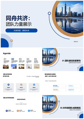 同舟共济房地产销售团队擎动摩天业绩PPT模板