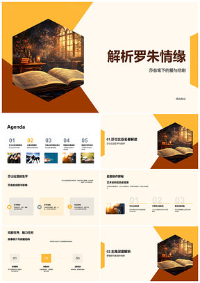 莎士比亚罗朱情缘爱与恨悲剧主题解析PPT模板