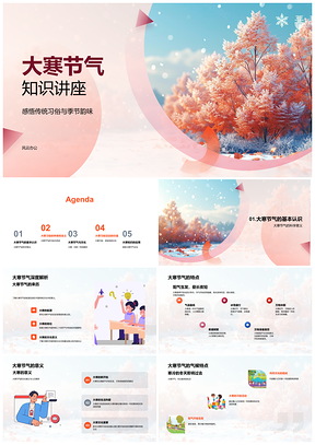 大寒节气习俗传统文化阳气生发冬去春来PPT模板