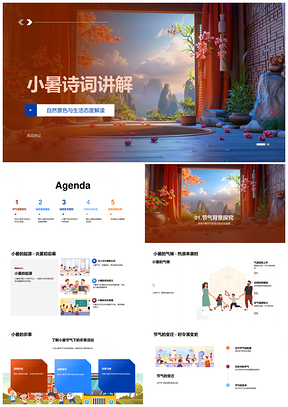 小暑诗词文化讲师讲解自然生活定义起源PPT模板