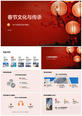 海外华人春节习俗文化传承PPT模板