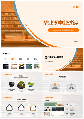 2025毕业帽下六年级学业过渡初中规划家校沟通PPT模板