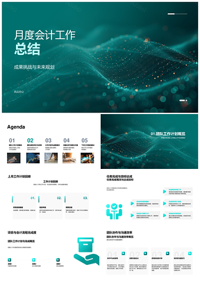 月度会计工作总结上月工作计划回顾绩效改进PPT模板