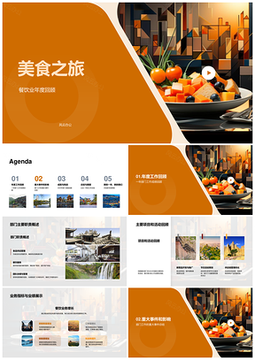 2025美食之旅餐饮业年度成就困难与项目活动回顾PPT模板