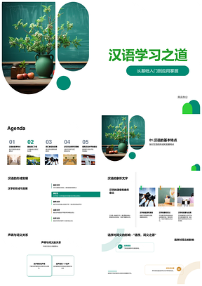 汉语学习基础应用词汇声调汉字发展PPT模板
