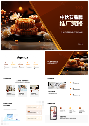 中秋品牌推广产品线优势活动方案月饼限定设计PPT模板