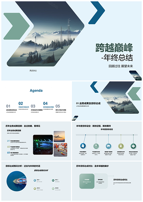 年终业务登顶市场动态总结PPT模板