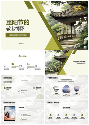 重阳菊花敬老社区活动承历史习俗PPT模板