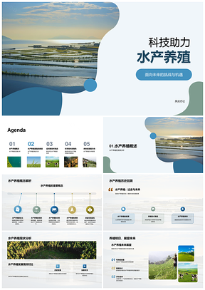 科技助水产养殖解污护生物多样PPT模板